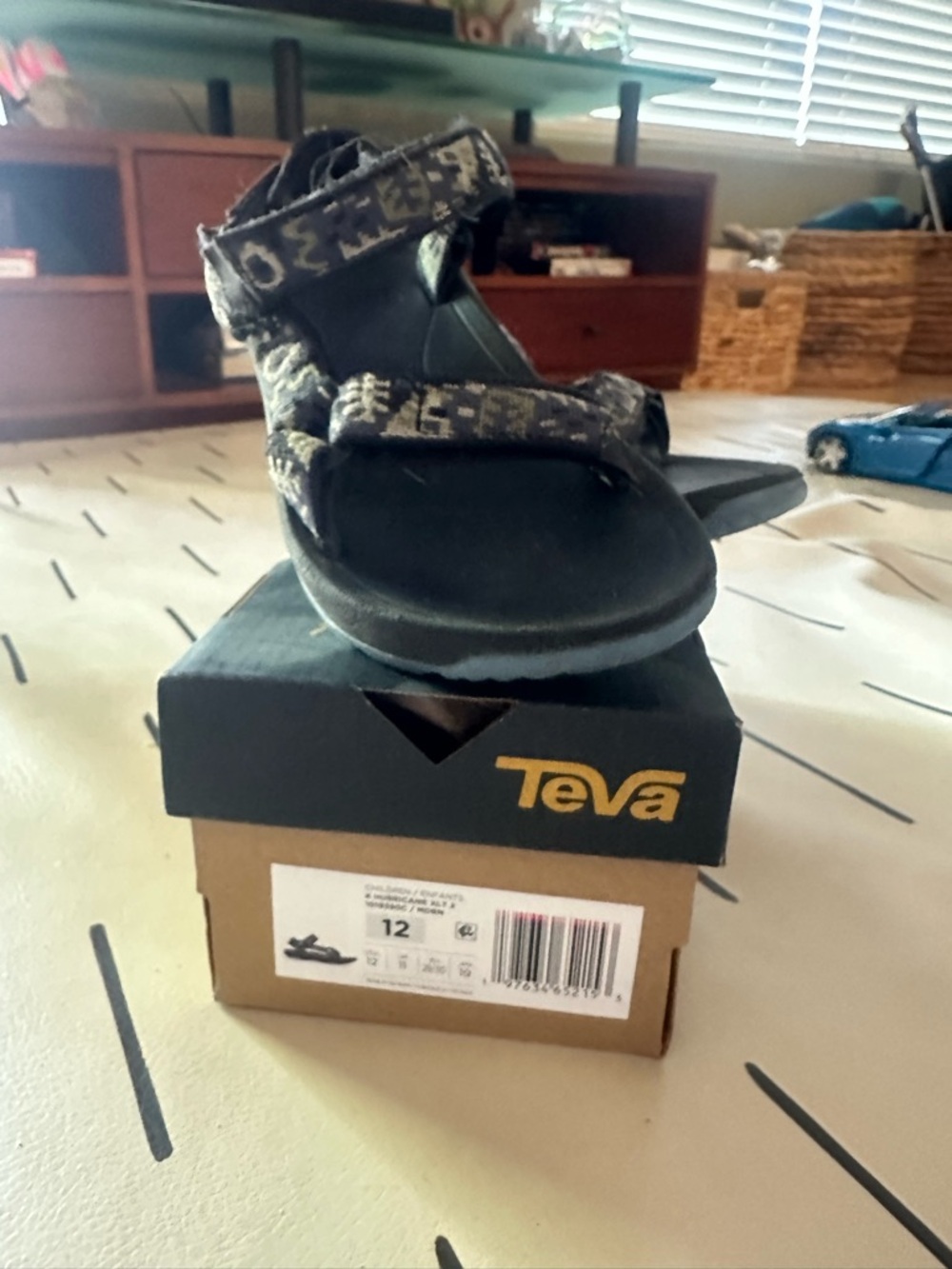 Teva Kids Black and Gray Patterned Strap Sandals